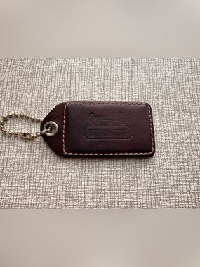 COACH Bleecker XL Dark Burgundy Maroon Leather Hang Tag Hangtag Bag Charm Fob